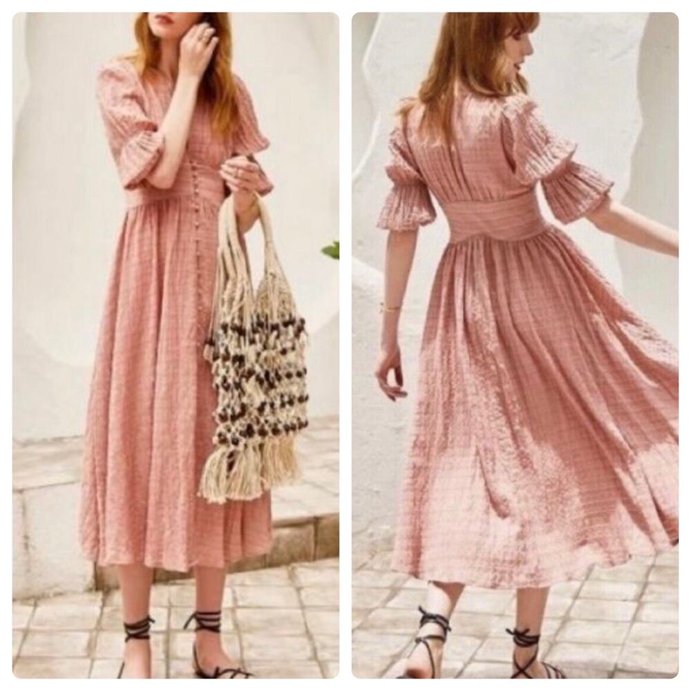 Anthropologie Pink Midi Dress